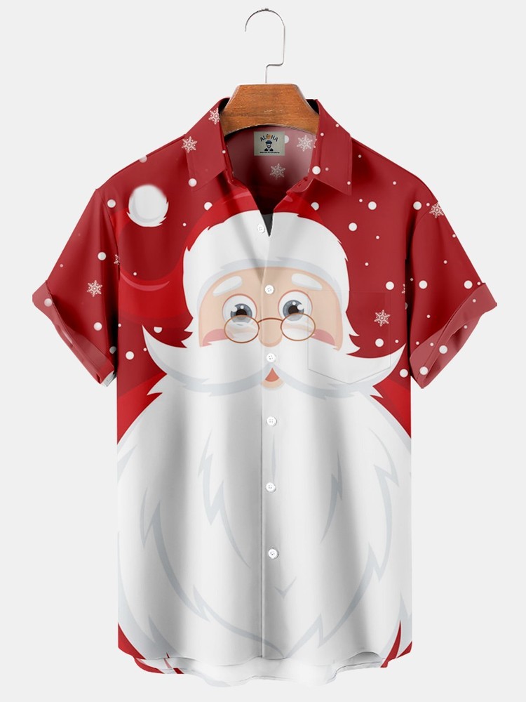 Merry Christmas Santa Claus With His Glasses   Hawaiian Shirt