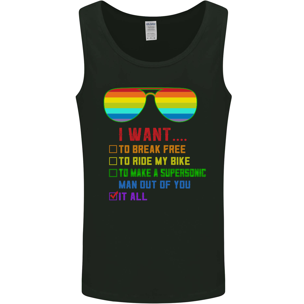 Want to Break Free Ride My Bike Funny LGBT Mens Vest Tank Top
