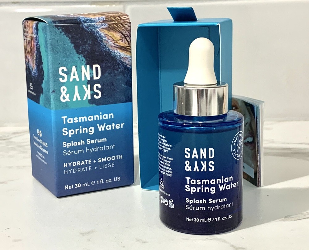 Sand & Sky Tasmanian Spring Water Splash Facial Serum Full Size NIB  (qq4)