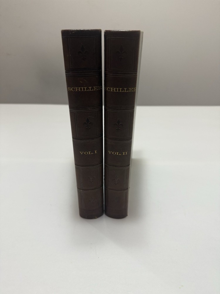 Schiller's Complete Works, Charles J. Hempel 1861 Original Leather 2 Vol. Set