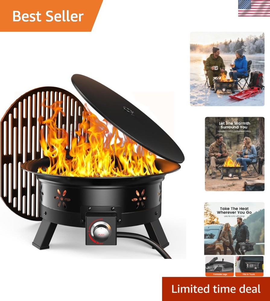 Modern 19″ Propane Fire Pit - Effortless Flame Adjustment & Safety Features