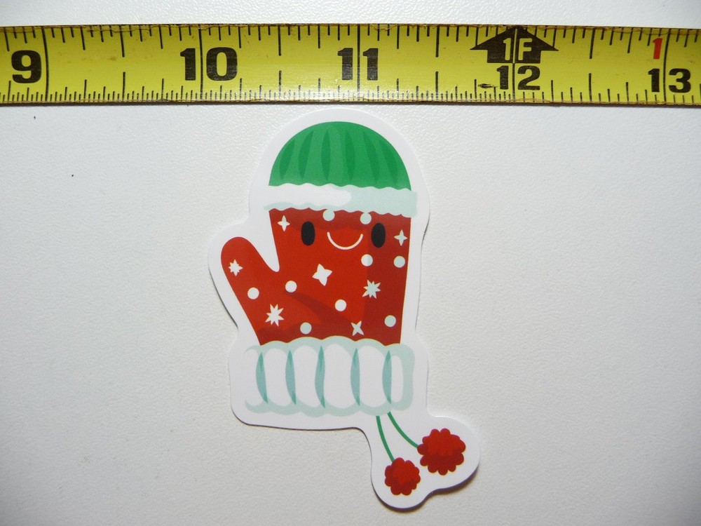 Happy Wave Christmas Mitten Sticker Decal for Winter Holidays Fun Christian Design