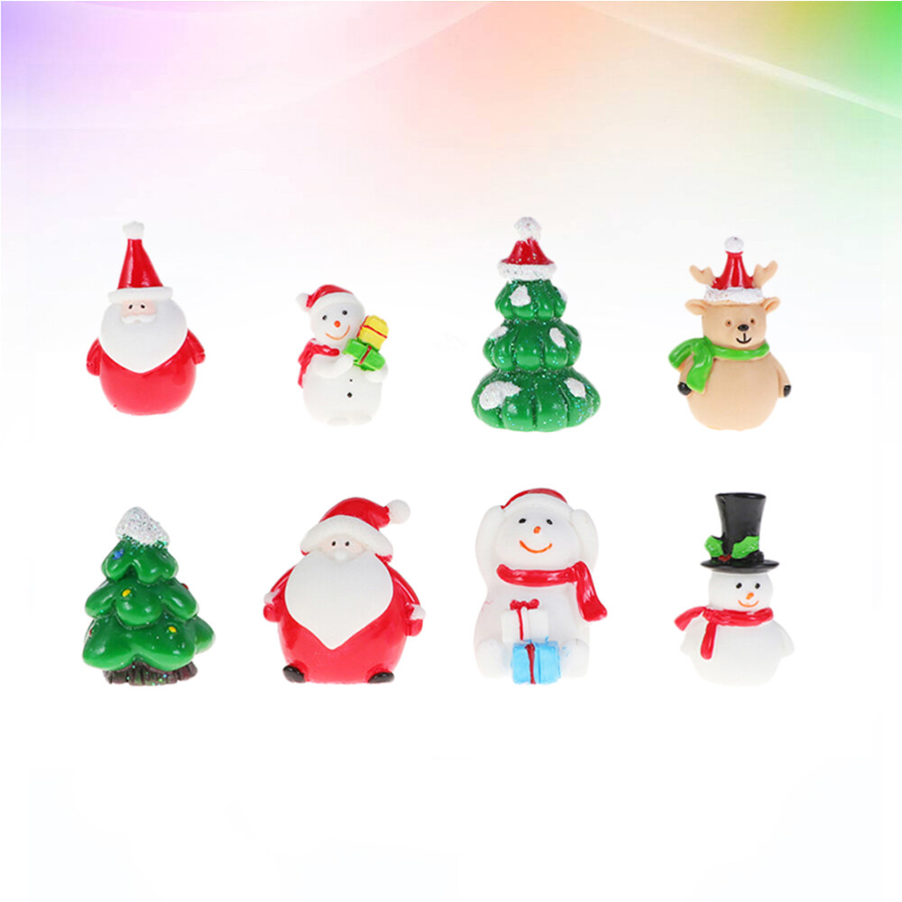8 Pcs Resin Snowman Figurines Christmas Figurines Christmas Resin Ornaments