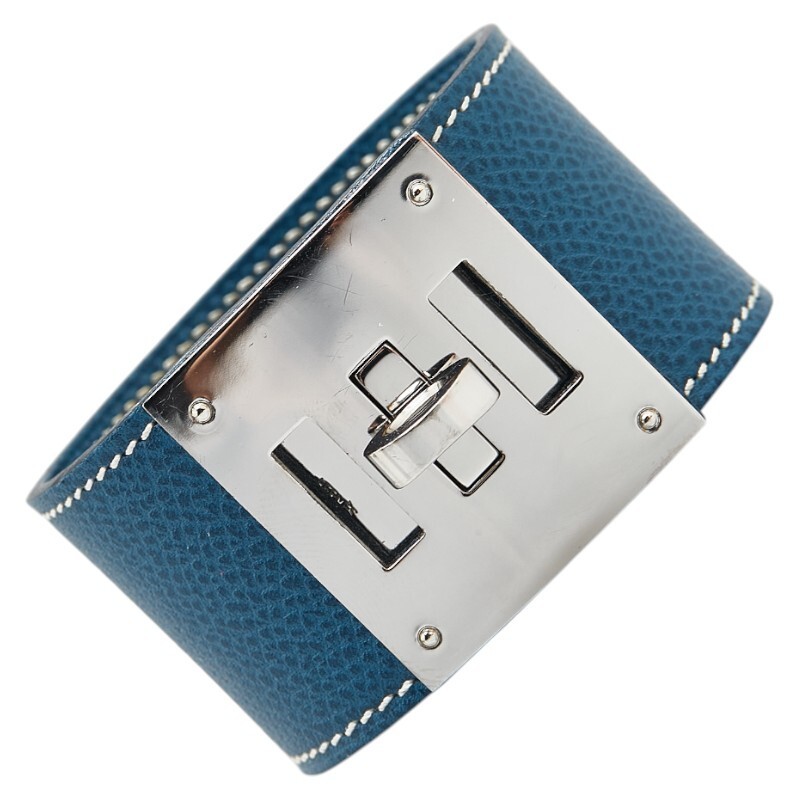 Hermes Kelly Dog Bangle in Blue Courchevel Metal 890334