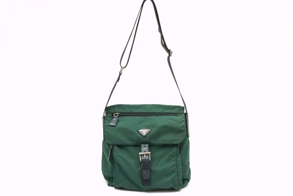 RARE PRADA Unisex Tessuto Messenger Shoulder Bag with Triangle Logo Plate