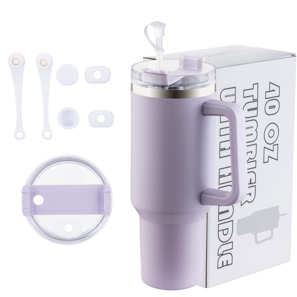40 oz Stainless Steel Insulated Tumbler with Handle, Leak Proof & Straw