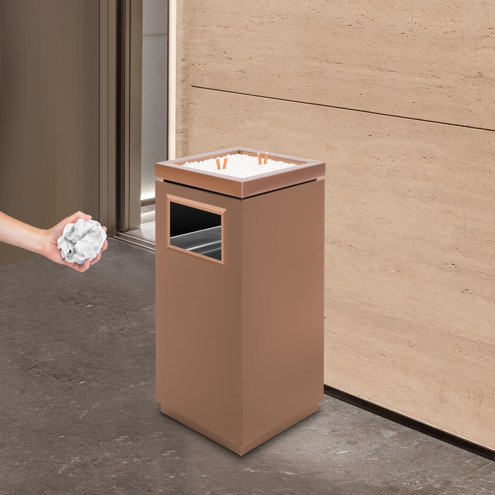 15L Commercial Trash Can w/ Ashtray 2in1 Stainless Steel Industrial Garbage Can