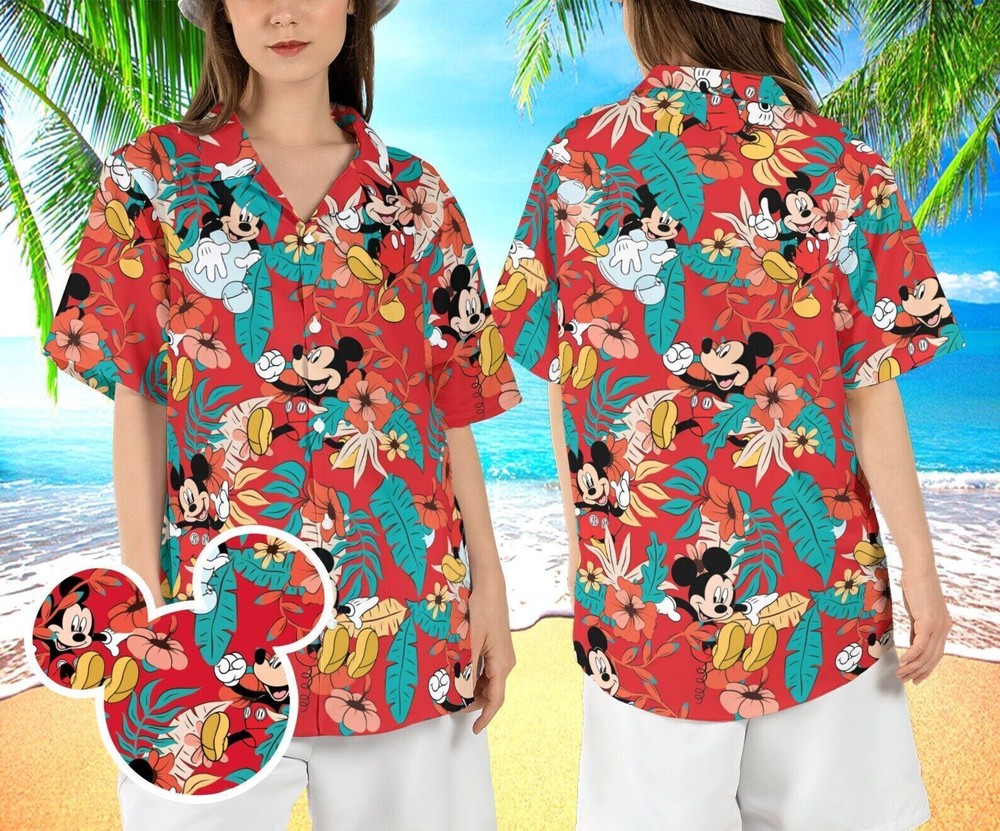 Tropical Mickey Mouse Hibiscus Flowers Summer Vibes 3D HAWAII SHIRT Us Size