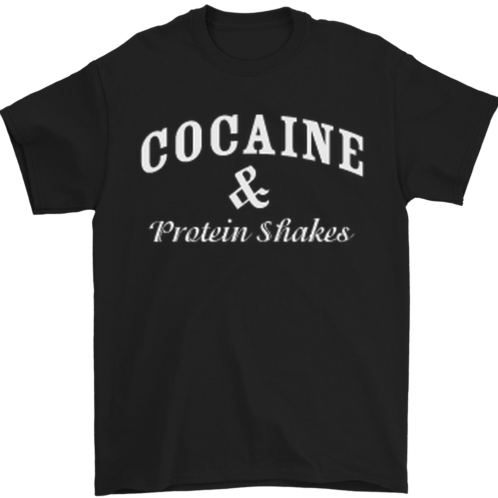 Cocaine and Protein Shakes Gym Funny Mens T-Shirt 100% Cotton