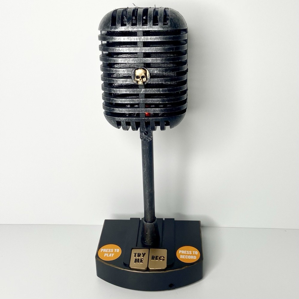 Gemmy Halloween Haunted Microphone • Motion Activated • Records/Playback • WORKS