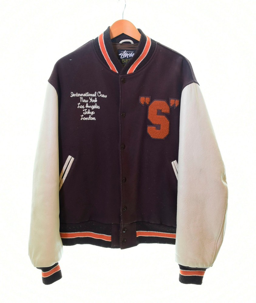 Stussy Burly Gear Old 90S Commemorative Usa Versity Jacket