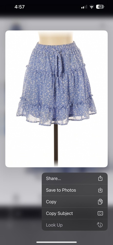 Sienna Sky Womens Boho Skirt M Tiered Ruffle Elastic Waist Lined Blue Floral