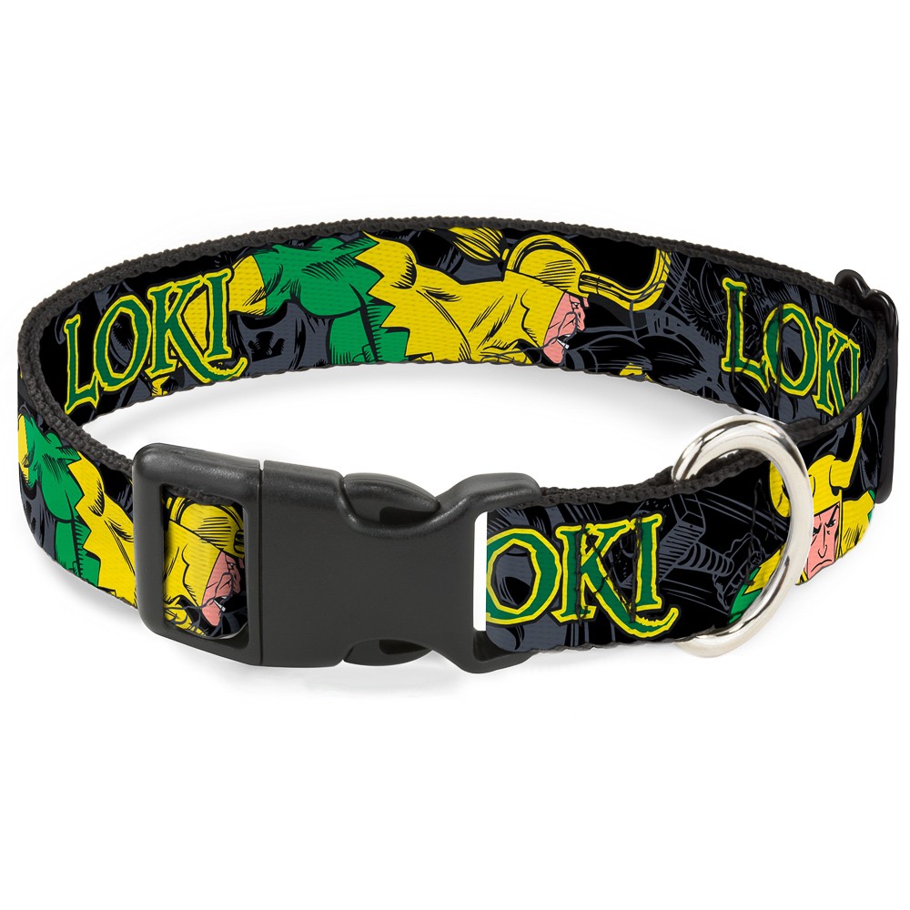 Plastic Clip Collar LOKI in Action Black/Gray/Yellow/Green WIDE-Medium 16-23