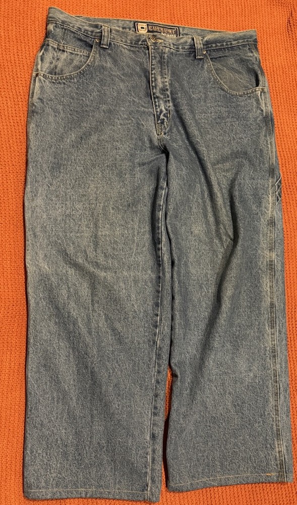 Y2K Vintage Retro Blue Wide Leg Baggy Skater Jeans for Men