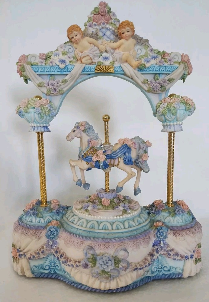 Vintage 1980s Carousel Horse Music Box Resin 