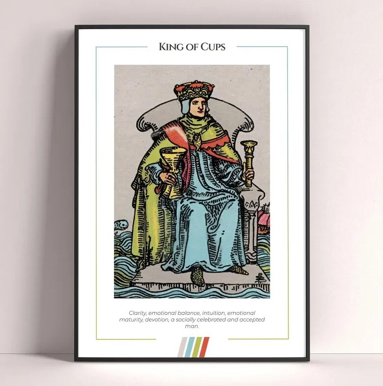 King of Cups Tarot Card Art Print Poster Digital Download