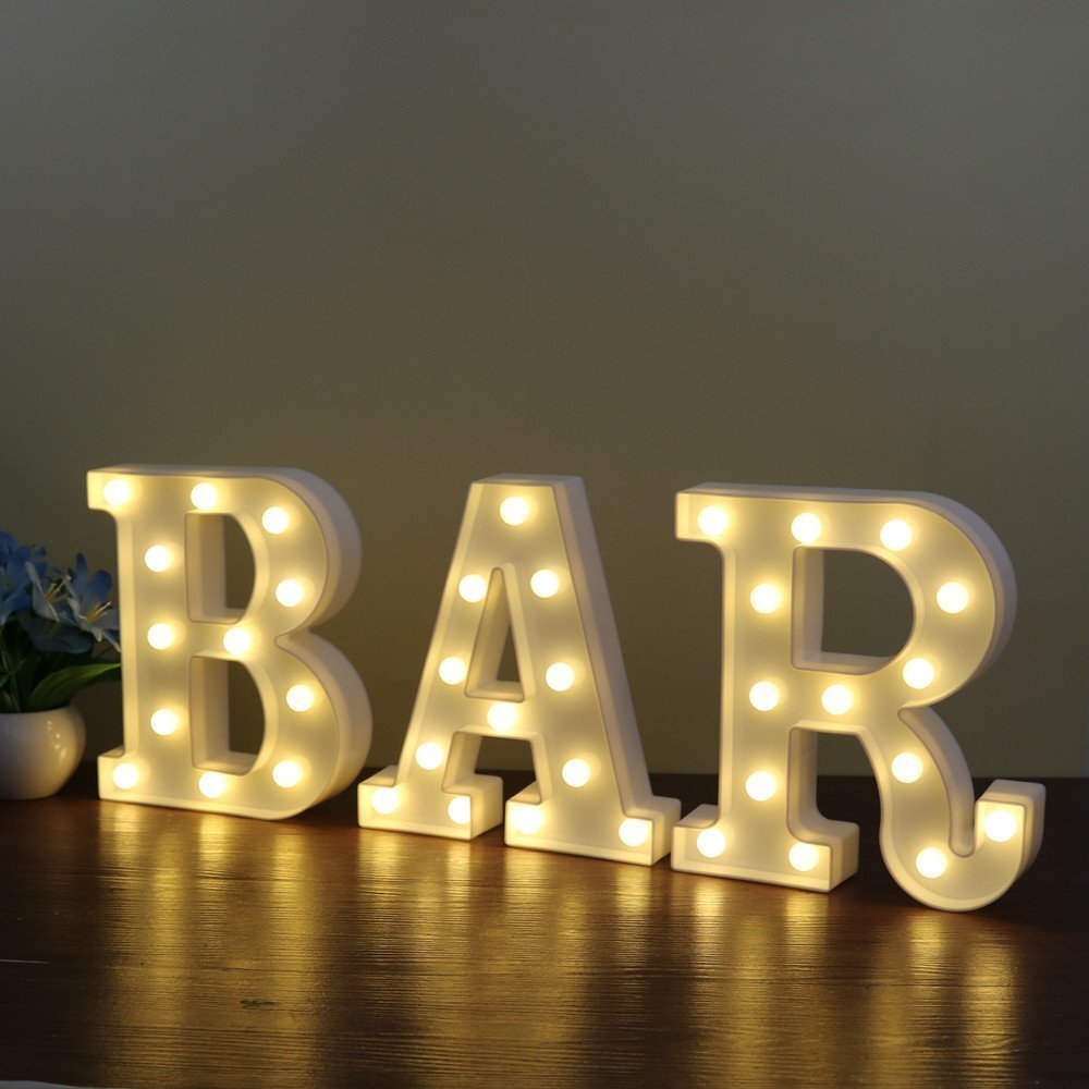 BAR - Illuminated Marquee Pub Bar Sign - Lighted Word Pre-Lit Battery Operate...