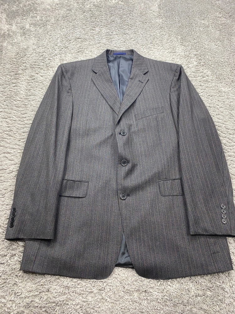 Daniel Cremieux Loro Piana Blazer 42R Gray Wool Striped Tweed Sport Coat Jacket