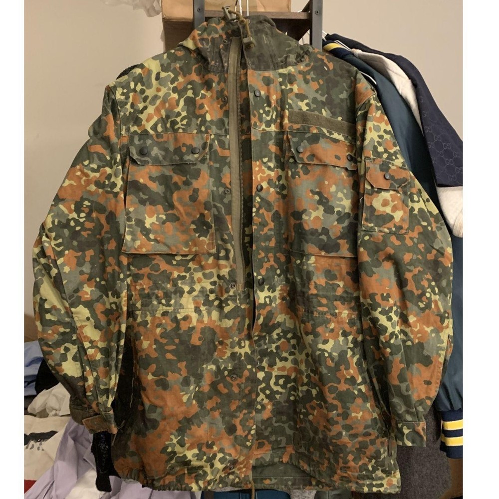 1980s German Army Military Camo Flecktarn Bundeswehr Parka Hoodie - Size M