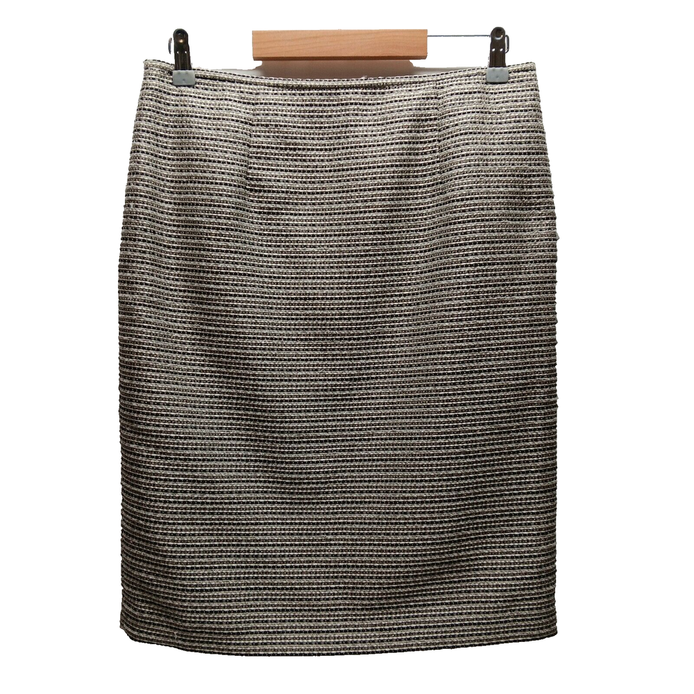 Calvin Klein Tweed Pencil Skirt Women' Size 8 Silver Black Metallic Knee Length