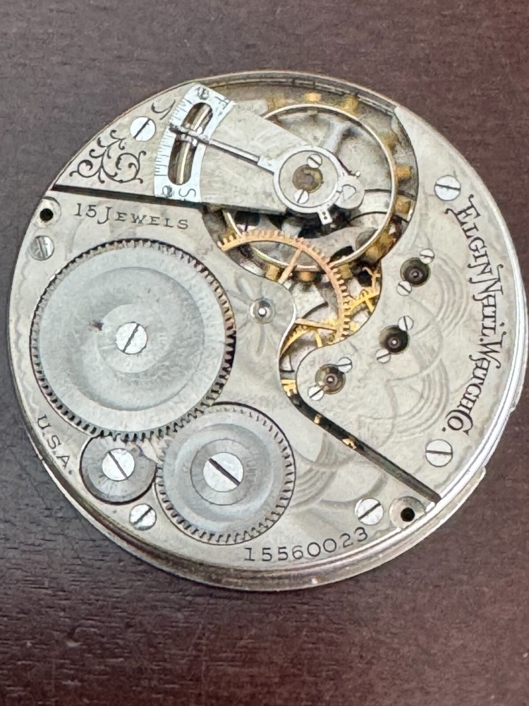 VINTAGE 16 SIZE ELGIN POCKET WATCH MOVEMENT GR. 312 KEEPING TIME