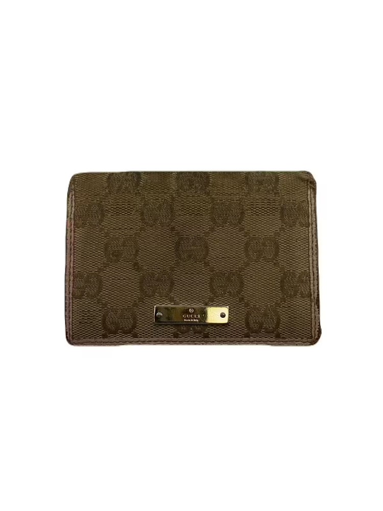 Gucci Card Wallet Card Case Leather Brown Pink USED E0516-2