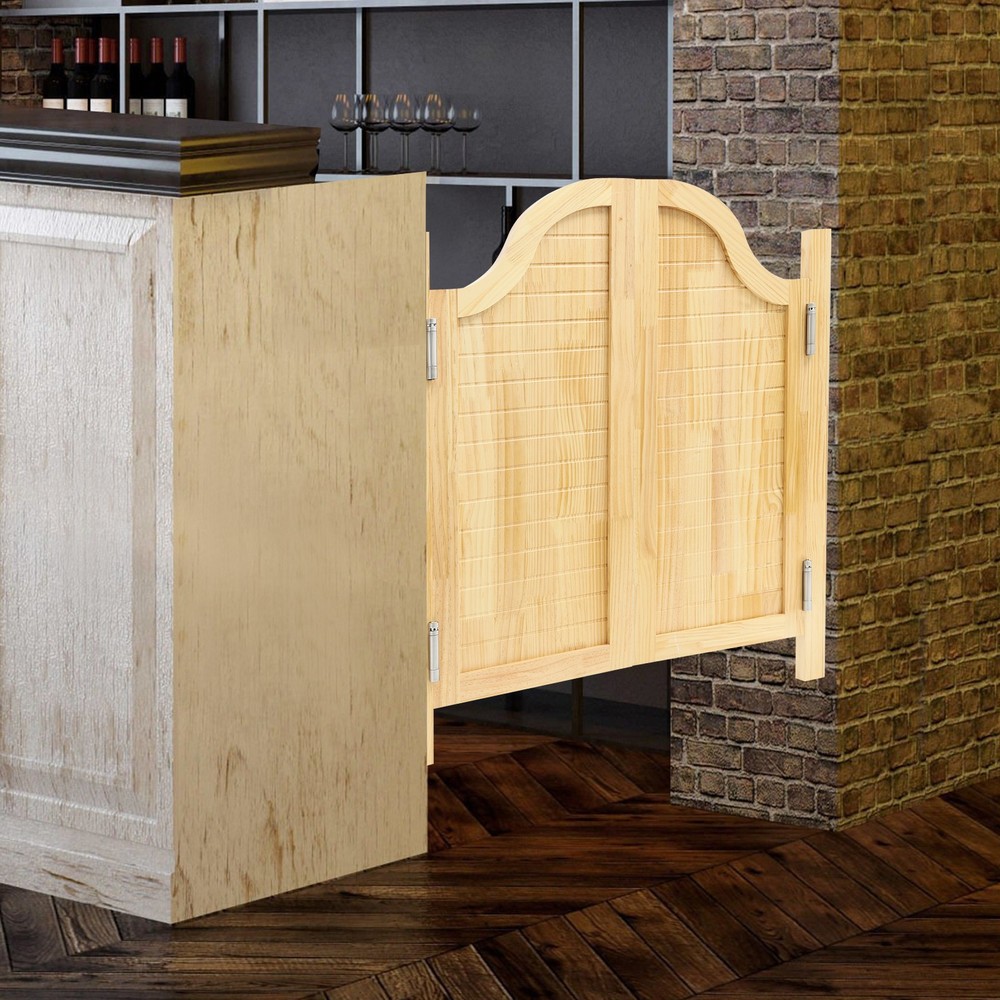 35x35in Solid Wood Log Color Partition Door with 4 Hinges for Shop Entrance