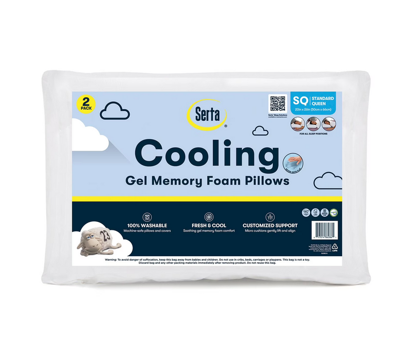 Serta 2- Pack Cooling Gel Memory Foam Bed Pillow