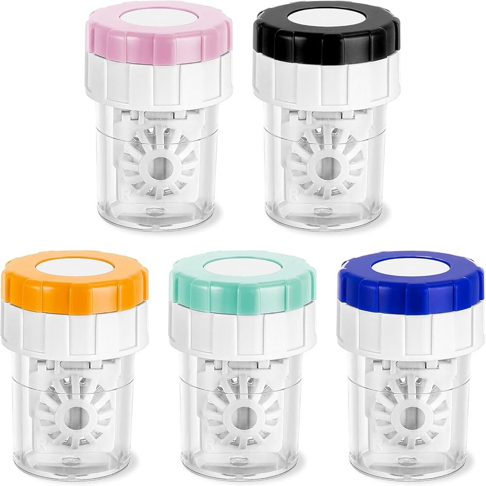 Sibba 5-Piece Contact Lens Case Set with Manual Washer and Portable Cleaner