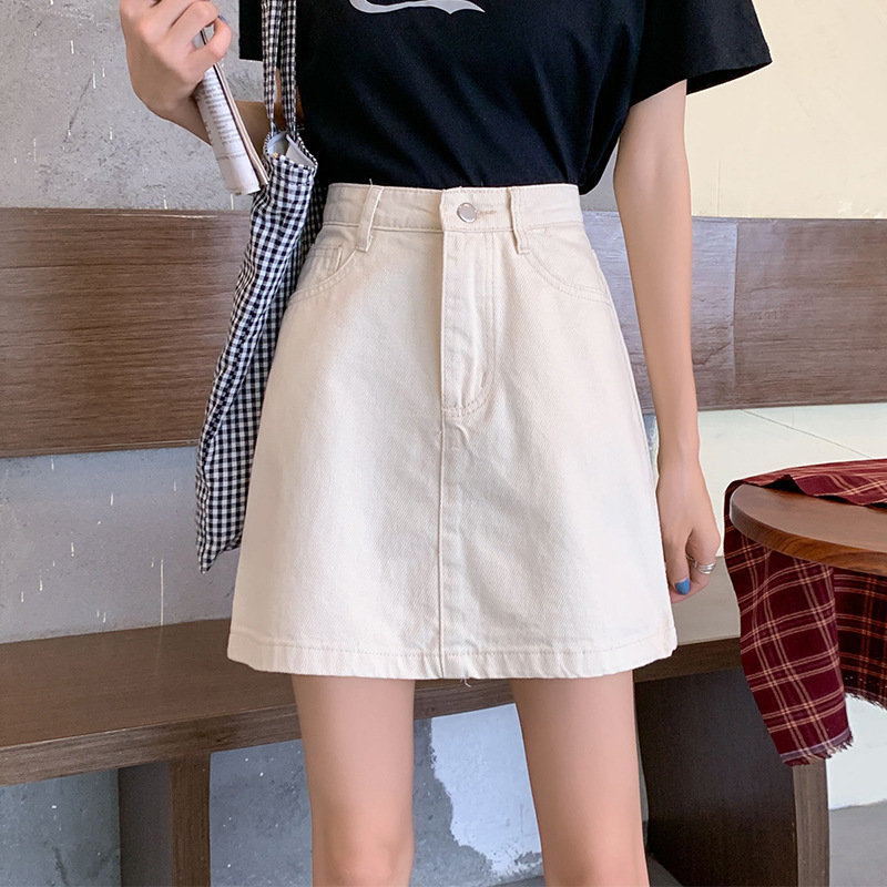 Women's Skirt Summer High-waisted Denim Showing Thin Package Hip A-line Skirt