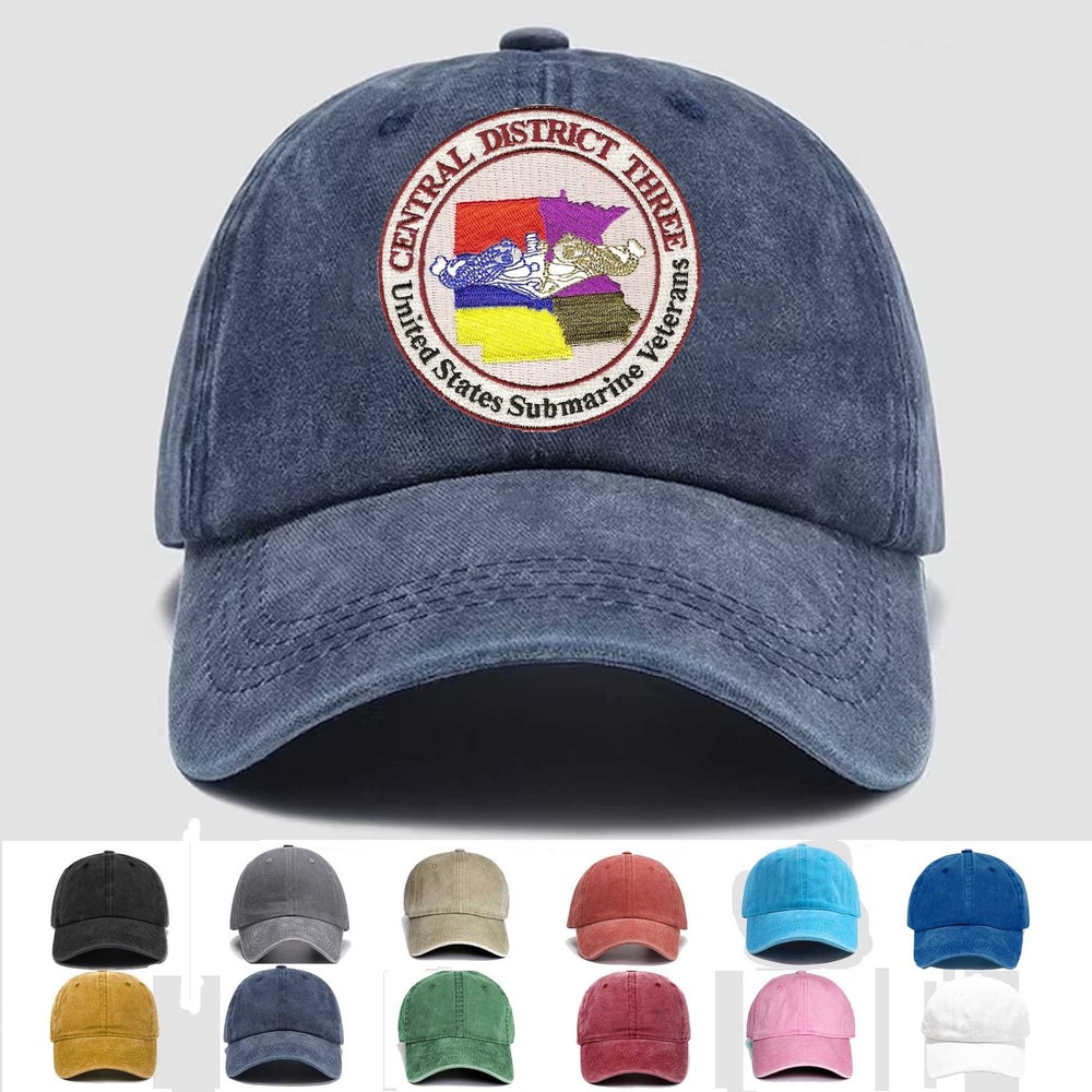 Custom Embroidered Hat Submarine Central District Three Base, Veteran Cap, Gift