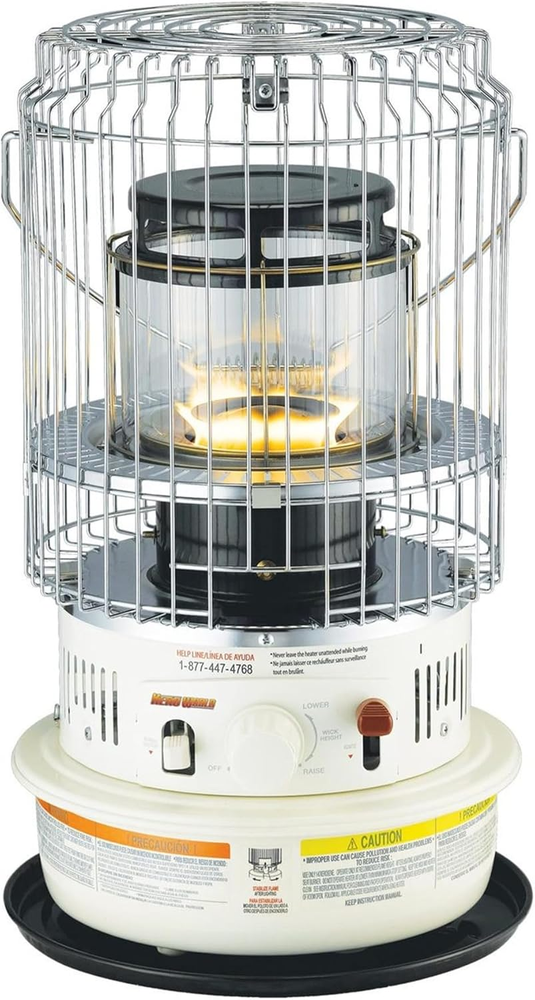 Portable Kerosene Convection Wick Heater with Dual Radiant and Convective Heat