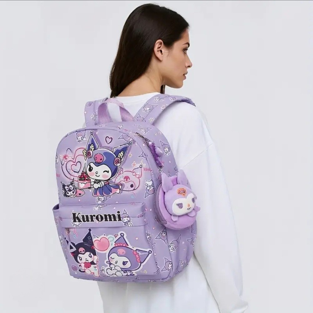 Sanrio Kuromi Purple Kids Adult Kawaii Backpack Cartoon Pattern Adjustable Strap