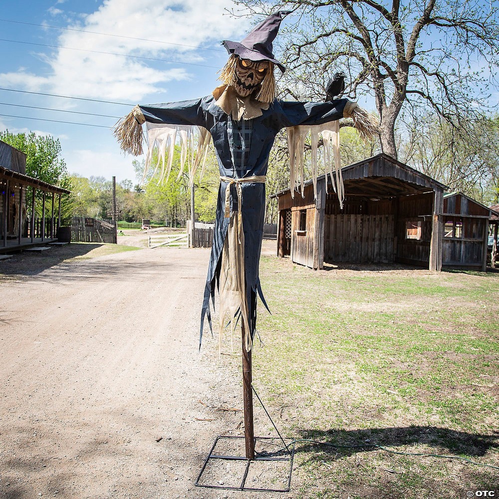 Seasonal Visions 8 ft Staked Scarecrow Animated Prop - Brown-image