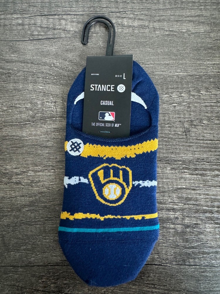 Stance No Show MLB Socks for Men Size 9-12 Milwaukee Brewers Chalk