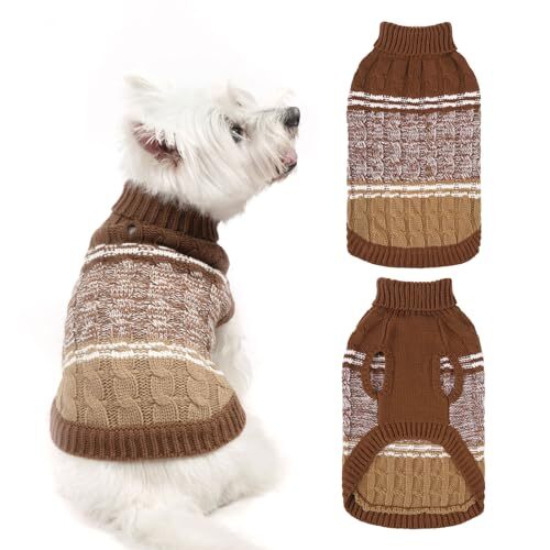 Dog Sweater - Cold Weather Warm Dog Coat Turtleneck Knitted Dog Clothes with ...