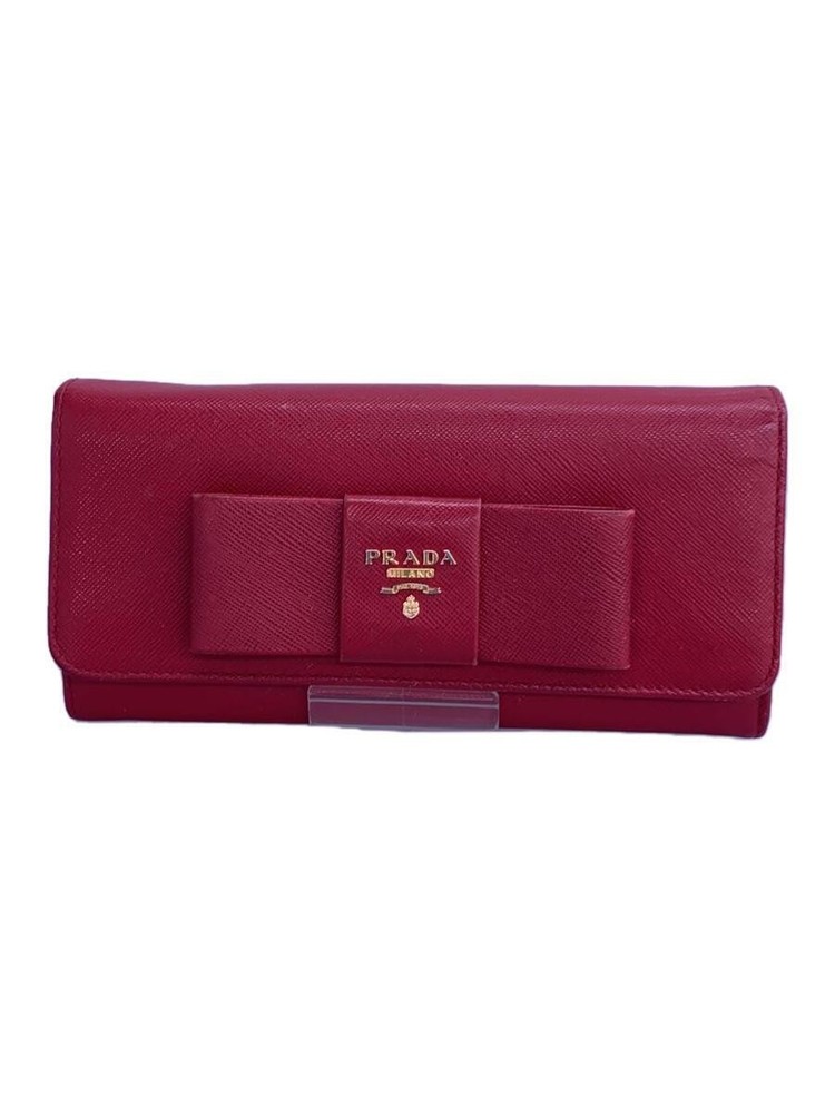 Prada Red Leather Long Wallet for Women
