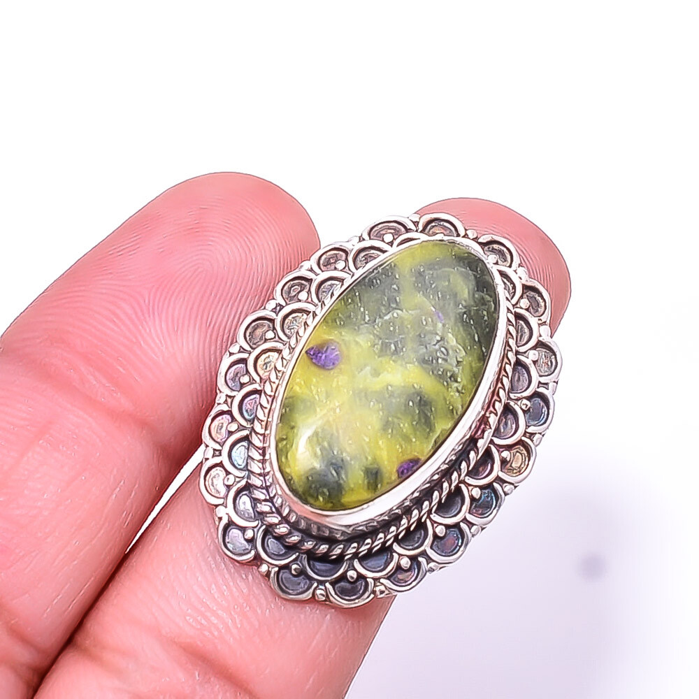 Atlantisite Oxidised Sterling Silver Ring 925 Tasmania Artisan Crafted Size US 8.5