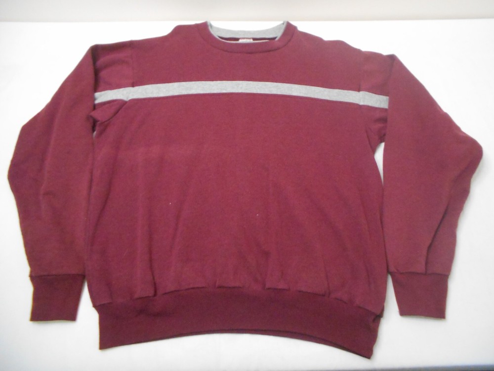 Vintage 70s 80s Bantam Sweatshirt Crewneck Striped Red Gray Size XL