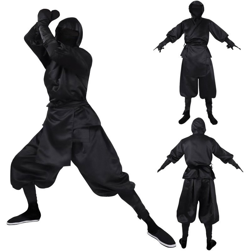 Japanese Men's Black Ninja Cosplay Suit Halloween Costume