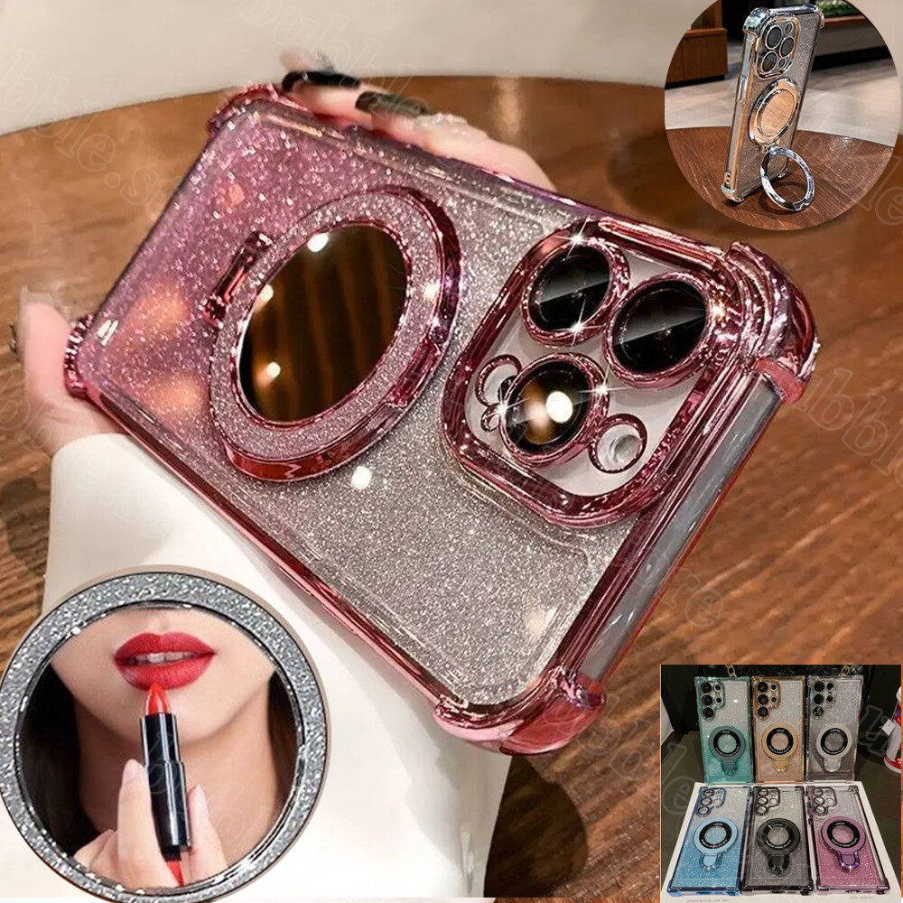 Cober Funda para iPhone 16 15 14 Pro Max 12 11 13 case protectora soporte+Espejo