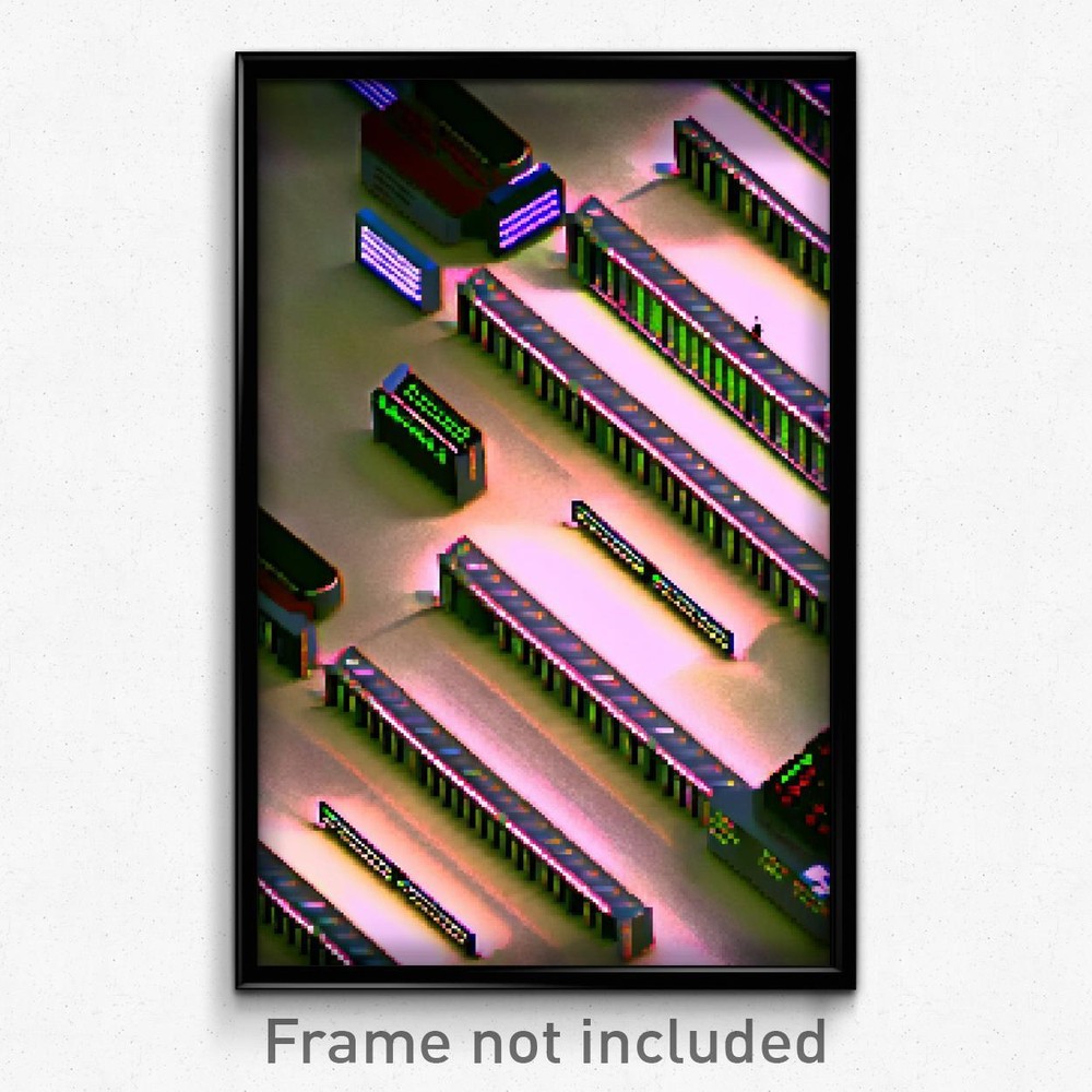 Pixel Art Poster: Retro 8-Bit Stock Trading Floor Video Game Print