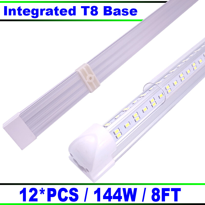12/Pack Integrated LED Tube 8Ft Double Row LED Shop Light Fixture 18000LM 6500K