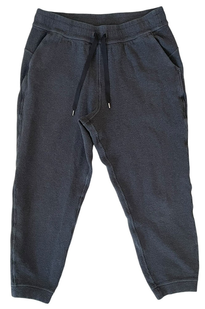 Lulmon Ribbed High-Rise Joggers 25 Inch 7/8 Length Womens Size 4 Gray Stretch W5DKDS