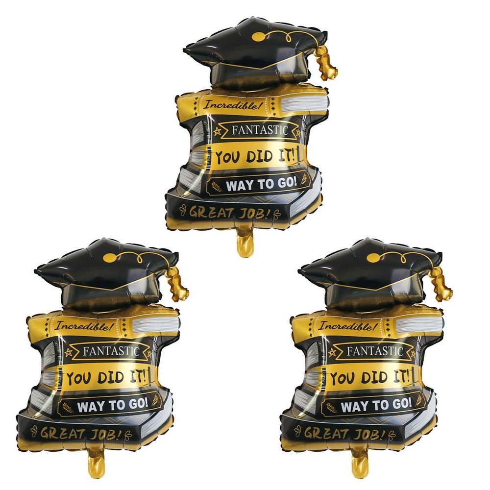 Soochat 3Pcs Graduation Cap Balloons Graduation Balloon Grad Foil Balloon for...