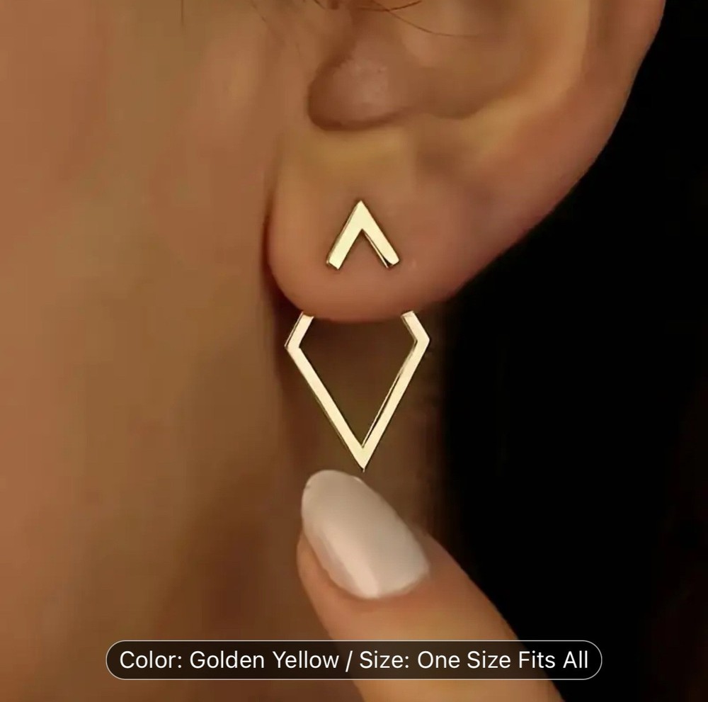Summer Special Elegant Geometric Cutout Stud Earrings, 14K Golden Plated