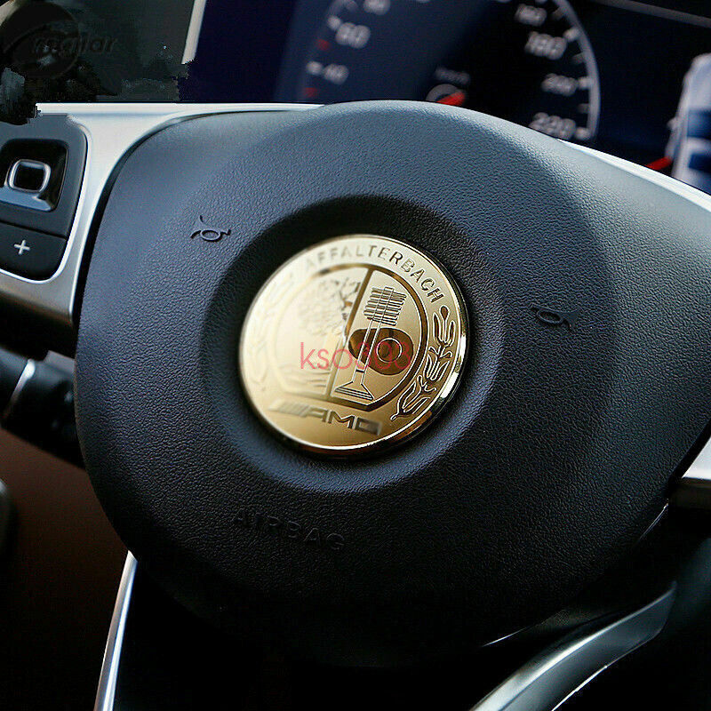 Gold Affalterbach AMG Steering Wheel Badge Emblem For Mercedes CLA CLS C63 E G63