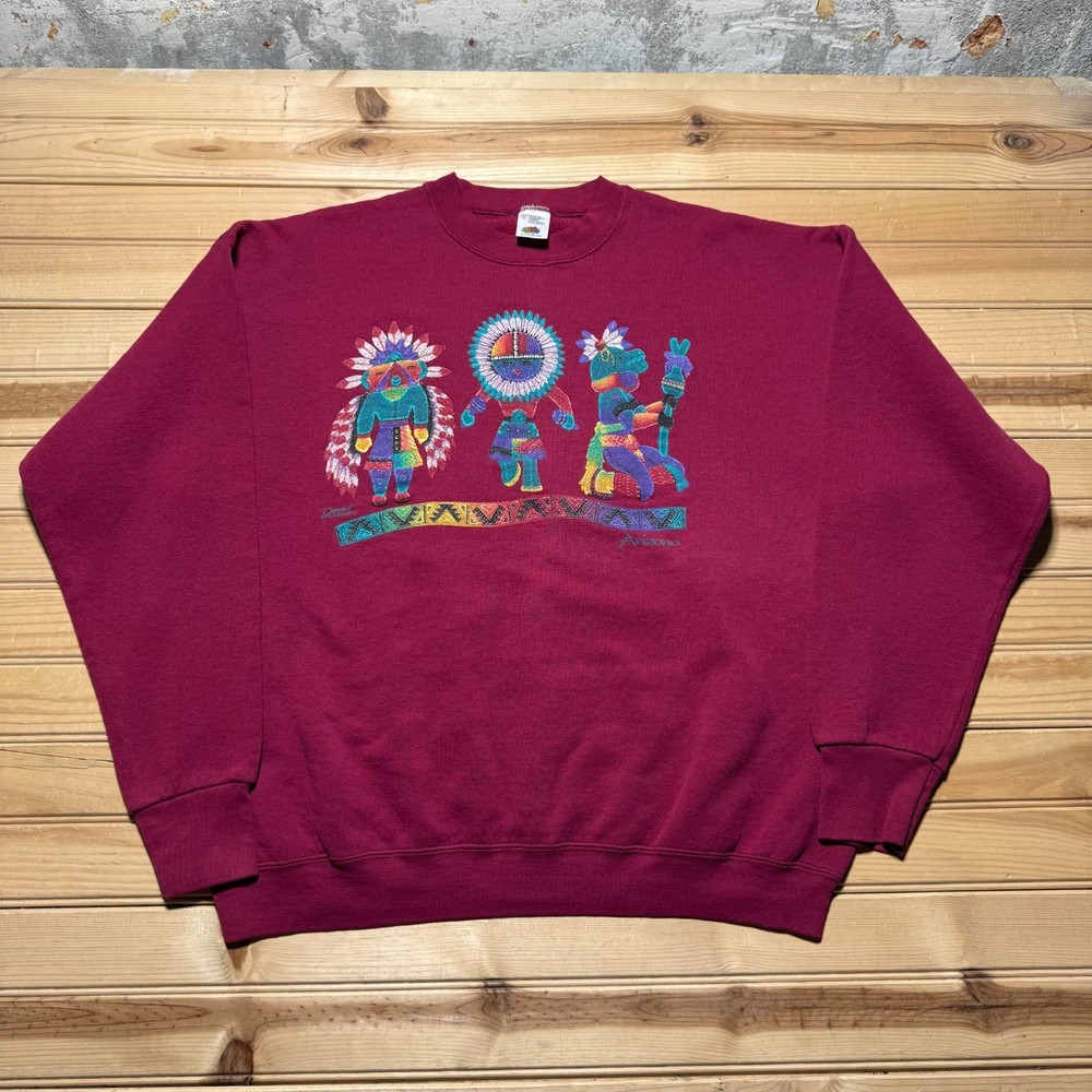 Vintage 90s Arizona Tribal Native American Aztec Crewneck Sweatshirt - Size XL