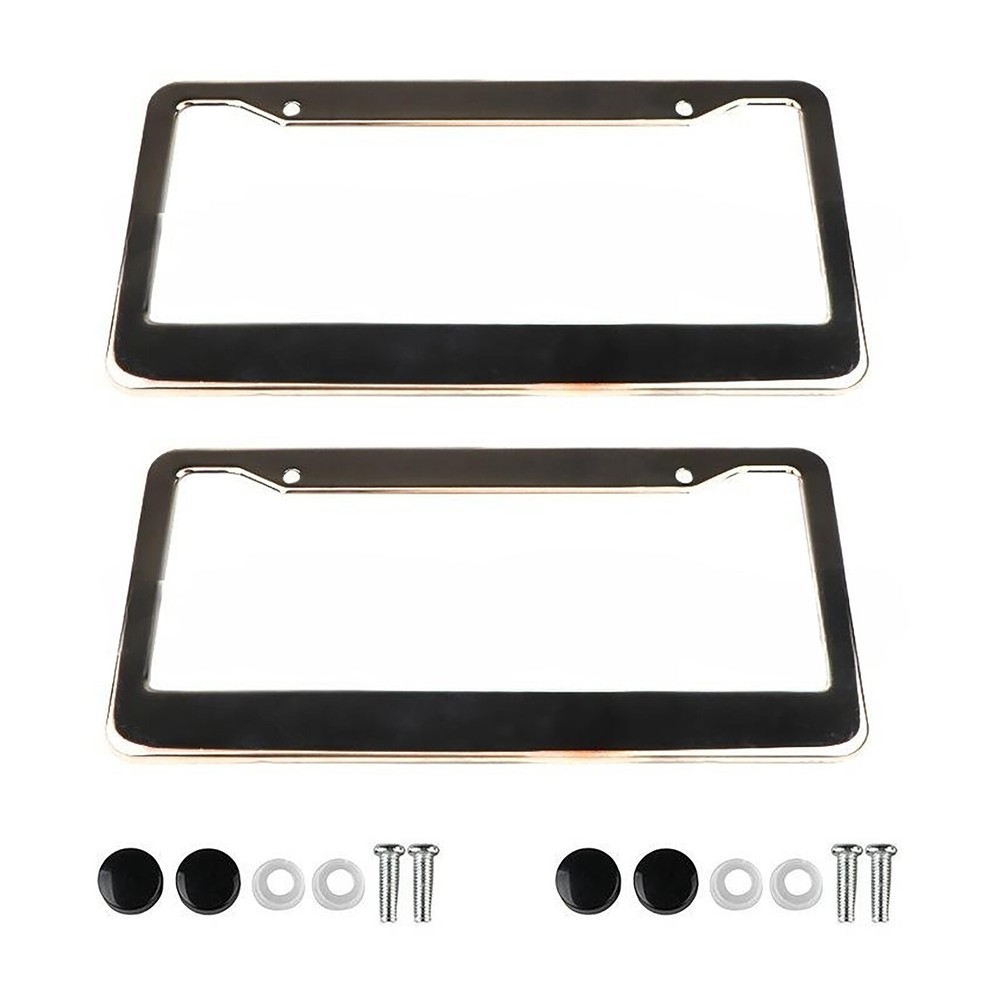 2x Chrome 304 Stainless Steel Metal License Plate Frame Tag Cover Screw Caps US