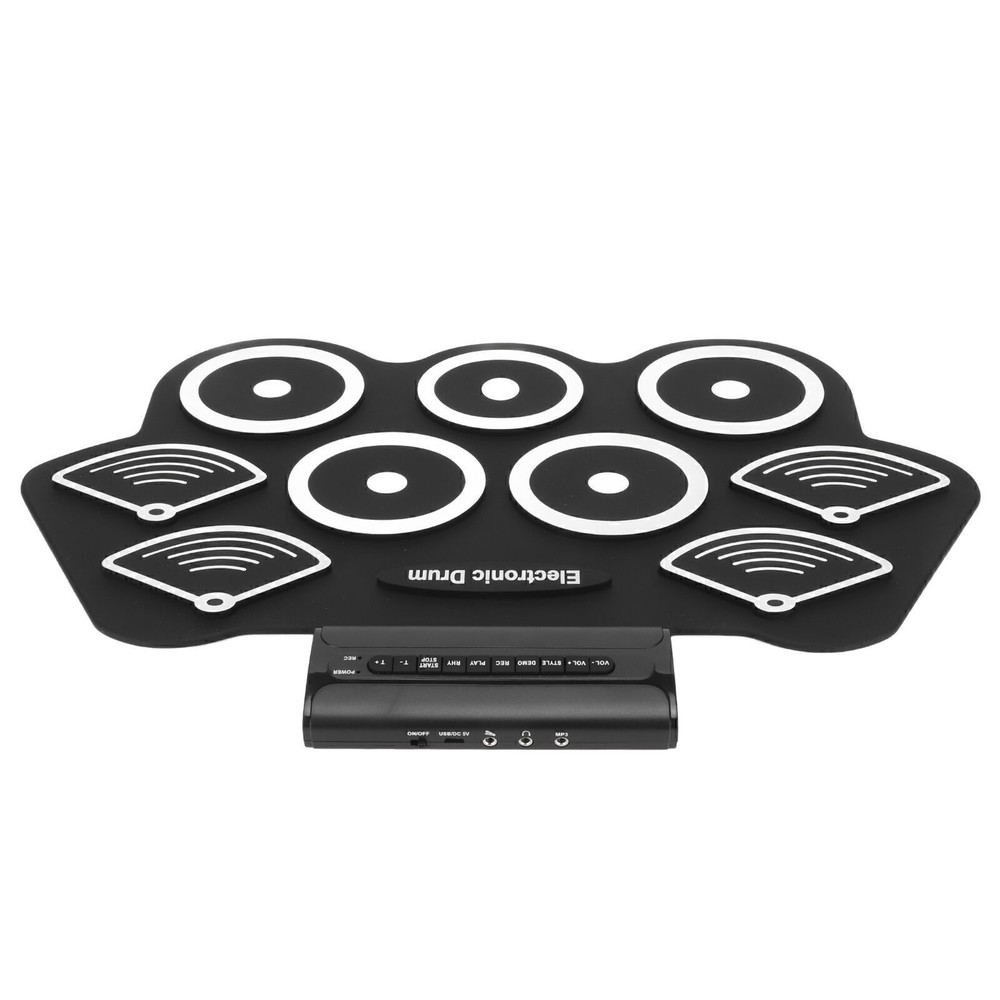 Electronic Drum Set Roll Up Practice Pad Midi Kit with Pedals Sticks Gift